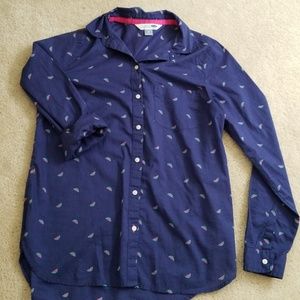 Navy tiny watermelon button-down shirt